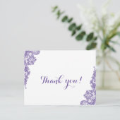 Moderne Ultra Violet Lace Wedding Vielen Dank Postkarte (Stehend Vorderseite)