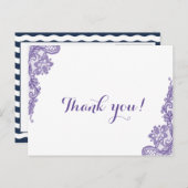 Moderne Ultra Violet Lace Wedding Vielen Dank Postkarte (Vorne/Hinten)