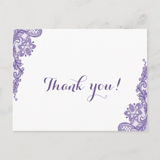 Moderne Ultra Violet Lace Wedding Vielen Dank Postkarte (Vorderseite)