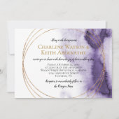 Moderne Ultra-Violet-Lila-Gold-Circles Einladung (Vorderseite)