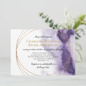 Moderne Ultra-Violet-Lila-Gold-Circles Einladung (Stehend Vorderseite)
