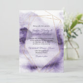 Moderne Ultra Violet Ombre Gold Geometric Wedding Einladung (Stehend Vorderseite)