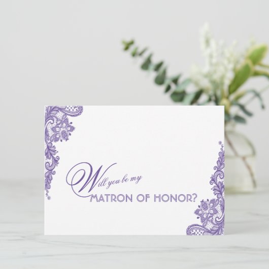 Moderne Ultra-Violet-Spitzen-Hochzeitsmatron (Stehend Vorderseite)