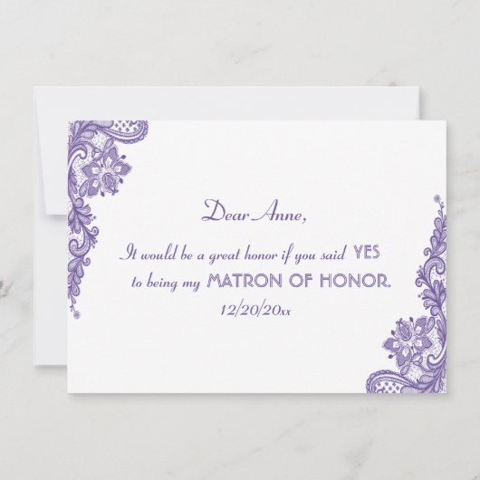 Moderne Ultra-Violet-Spitzen-Hochzeitsmatron (Rückseite)