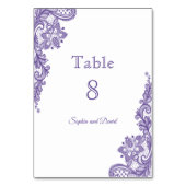 Moderne Ultra-Violet-Spitzen-Hochzeitsstimmung - T Tischnummer (Rückseite)
