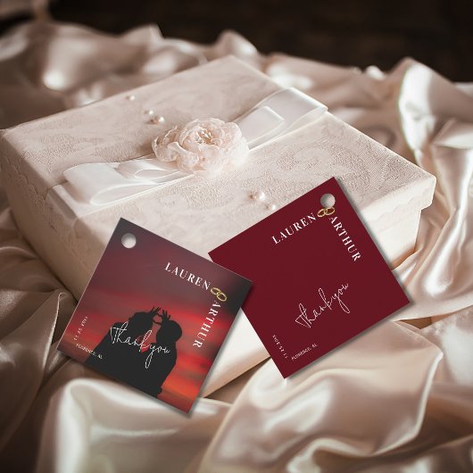 Moderne, ultraschicke Minimal-Foto-Hochzeit Geschenkanhänger