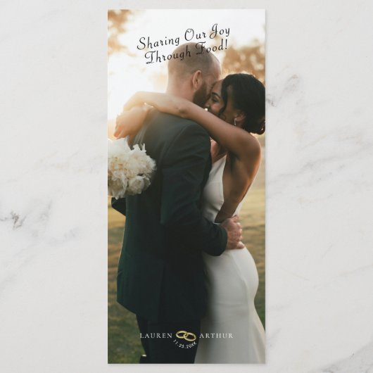 Moderne, ultraschicke Minimal-Foto-Hochzeitmenü-Ka Menükarte (Rückseite)