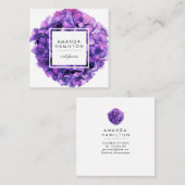Moderne Ultraviolette Blume Hydrangea Quadratische Visitenkarte (Vorne/Hinten)