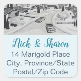 Moderne Umschlag Aufkleber-Adresslisten aus dem Mi Quadratischer Aufkleber