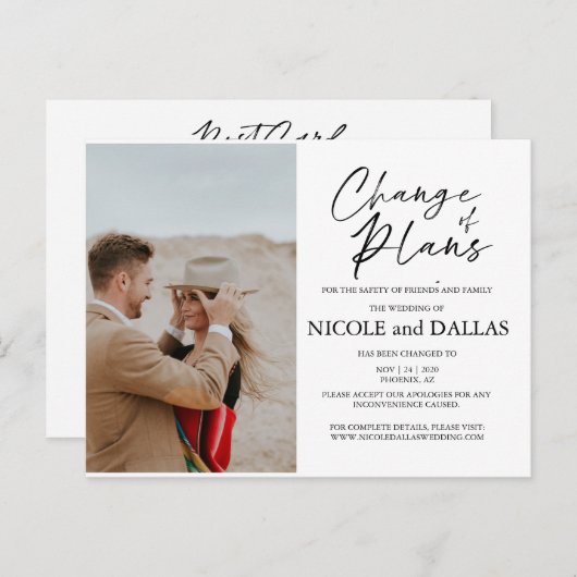 Moderne Umschuldung der Hochzeitsplanung DatumR Postkarte (Vorne/Hinten)