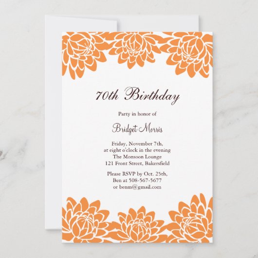 Moderne und Blumengeburtstags-Party Einladung (Vorderseite)