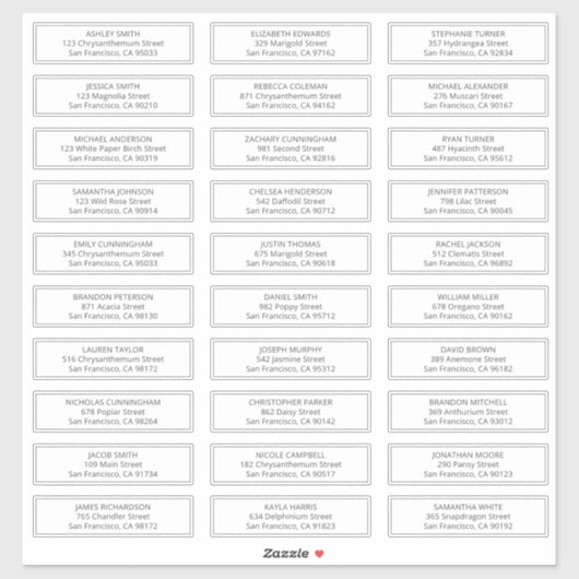 Moderne und einfache Anschrift für Hochzeitsgäste Aufkleber (Blatt)