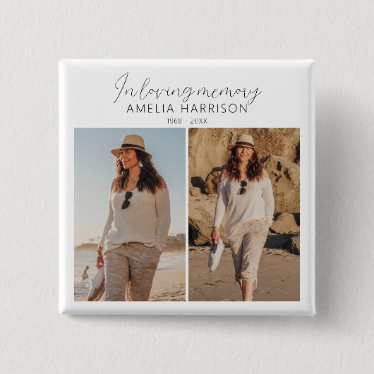 Moderne und einfache Foto Collage Beerdigung Button (Vorderseite)