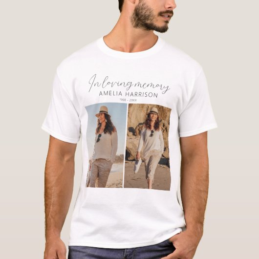 Moderne und einfache Foto Collage Beerdigung T-Shirt (Vorderseite)