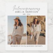 Moderne und einfache Foto Collage Beerdigung Weinetikett (Einzelnes Label)