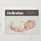 Moderne und einfache Foto-Dedication-Einladung Einladung (Vorderseite)