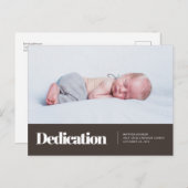 Moderne und einfache Foto-Dedication-Einladung Postkarte (Vorne/Hinten)