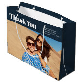 Moderne und einfache Foto Hochzeit Vielen Dank Große Geschenktüte (Rückseite Schrägansicht)