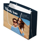 Moderne und einfache Foto Hochzeit Vielen Dank Große Geschenktüte (Vorderseite Schrägansicht)