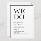 Moderne und einfache Hochzeit in Schwarz-Weiß Einladung (Vorne/Hinten)