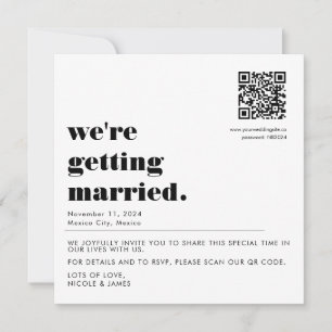 Moderne und einfache QR Code Hochzeitseinladung Einladung