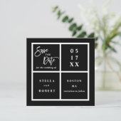 Moderne und einfache Schwarz-Save the Date-Fotokar Save The Date (Stehend Vorderseite)