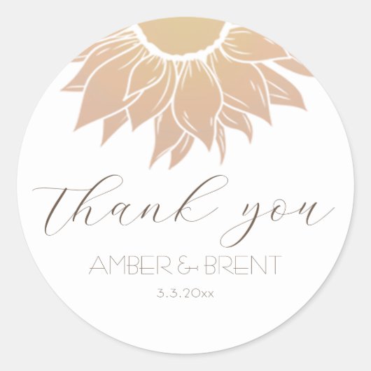 Moderne und einfache Sonnenblume Vielen Dank Runder Aufkleber (Vorderseite)