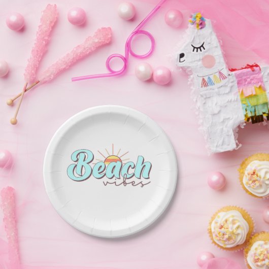 Moderne und einfache Strandvibes White Pappteller (Party)