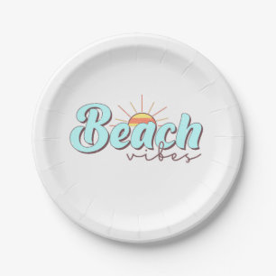 Moderne und einfache Strandvibes White Pappteller