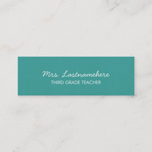 Moderne und einfache Teacher Business Card Mini Visitenkarte (Vorderseite)