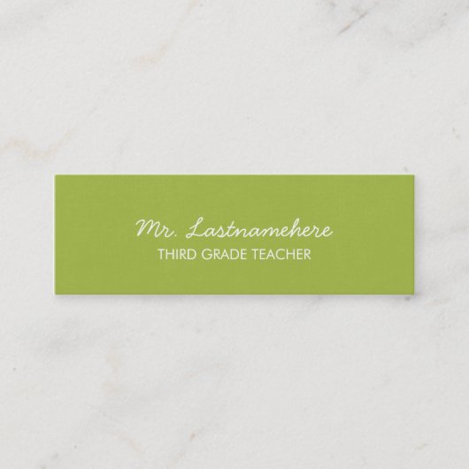 Moderne und einfache Teacher Business Card Mini Visitenkarte (Vorderseite)
