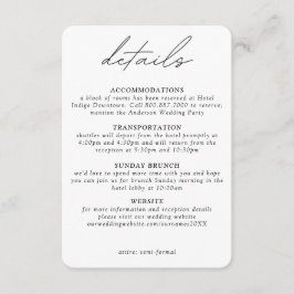 Moderne und einfache vertikale Hochzeitsdetails Begleitkarte