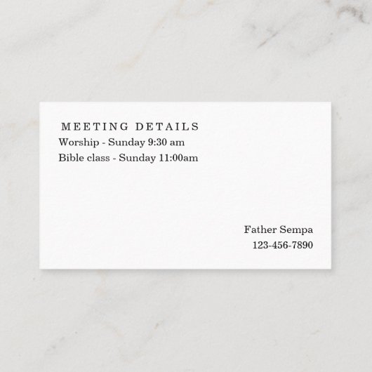 Moderne und einfache Visitenkarte für Ihre Kirche (Rückseite)