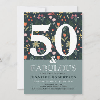 Moderne und elegante 50 und fabelhafte Geburtstags Einladung