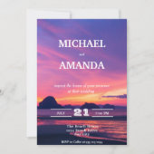 Moderne und elegante Beach Sunset Hochzeit Einladu Einladung (Vorderseite)