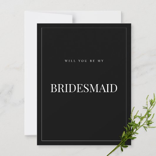 Moderne und elegante Black Bridesmaid-Vorschlagska Save The Date