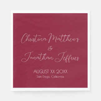 Moderne und elegante Burgund Wedding Napkins Serviette
