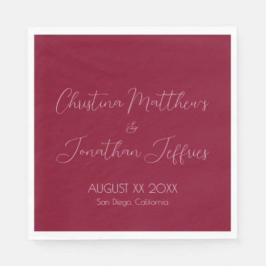 Moderne und elegante Burgund Wedding Napkins Serviette (Vorderseite)