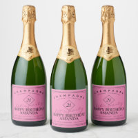 Moderne und elegante Geburtstags-Rosé-Sekt-Etikett