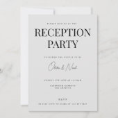 Moderne und elegante Graue Empfang Einladungskarte Einladung (Vorderseite)