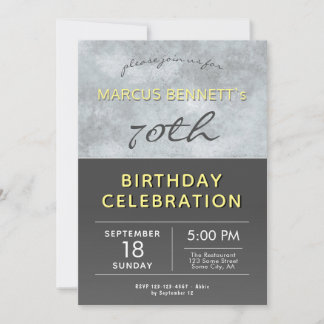 Moderne und elegante Gray Man 70. Geburtstagsparty Einladung