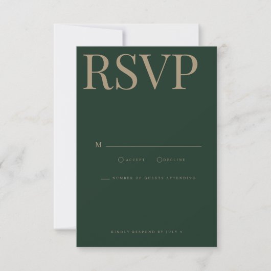Moderne und elegante Green Wedding RSVP Card (Vorderseite)