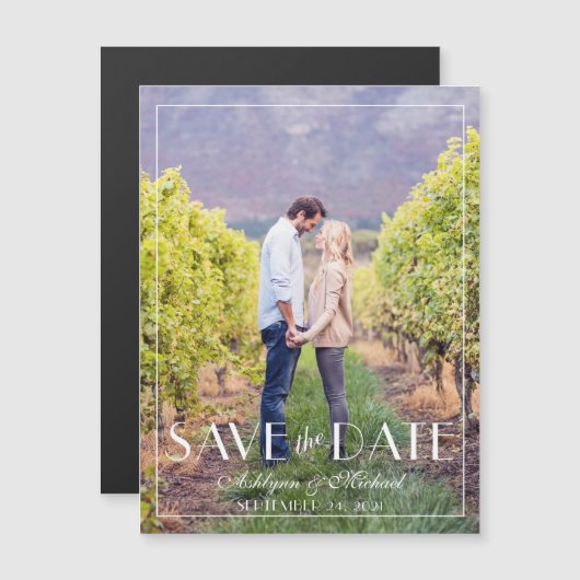 Moderne und elegante Hochzeit Magneteinladung (Vorne/Hinten)