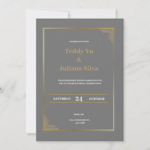 Moderne und elegante Hochzeitseinladung in goldene Einladung