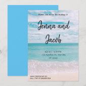 Moderne und elegante Hochzeitsfeier am Strand Einladung (Vorne/Hinten)