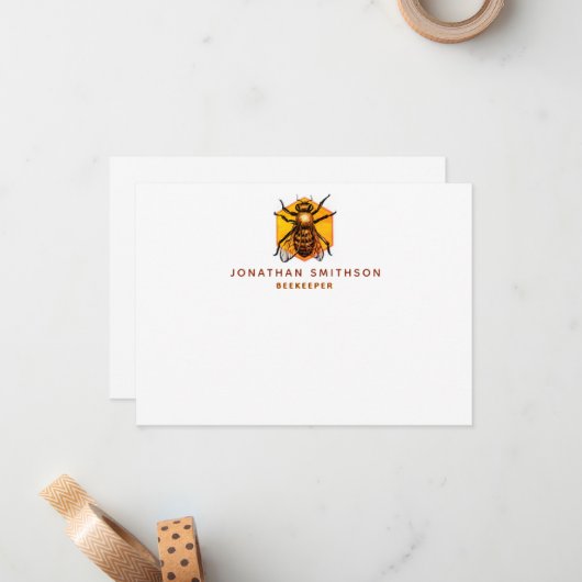 Moderne und elegante Honey Bee Personalisierte Bie Mitteilungskarte (Vorderseite/Rückseite Beispiel)