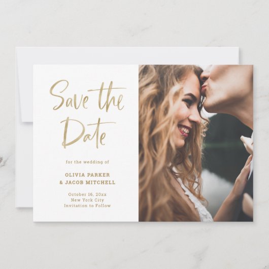 Moderne und elegante Imitate Gold | FOTO Save The Date (Vorderseite)