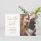 Moderne und elegante Imitate Gold | FOTO Save The Date (Stehend Vorderseite)