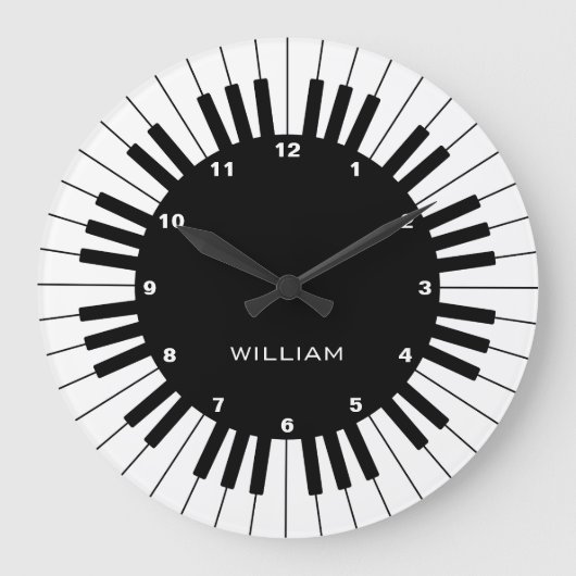Moderne und elegante Klaviertasten mit individuell Große Wanduhr (Vorderseite)