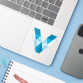 Moderne und elegante Letter V Monogramm Aufkleber (Laptop mit iPhone)